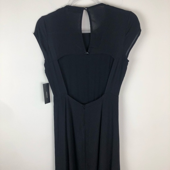 NWT Lulus- Capsleeve black long dress maxi with back keyhole slits size: s - Picture 13 of 16